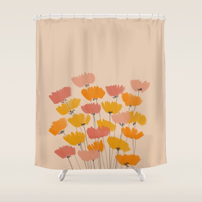 Summertime Flowers On Beige Shower Curtain Gallery Image 1