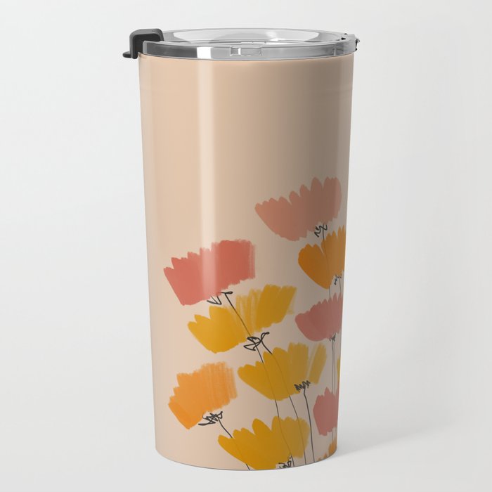 Summertime Flowers On Beige Travel Mug Gallery Image 3