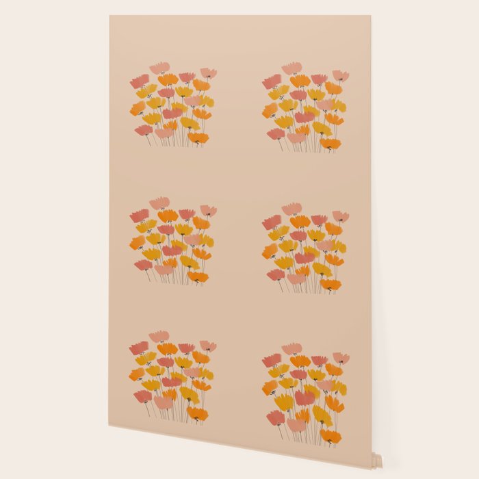 Summertime Flowers On Beige Wallpaper Gallery Image 2