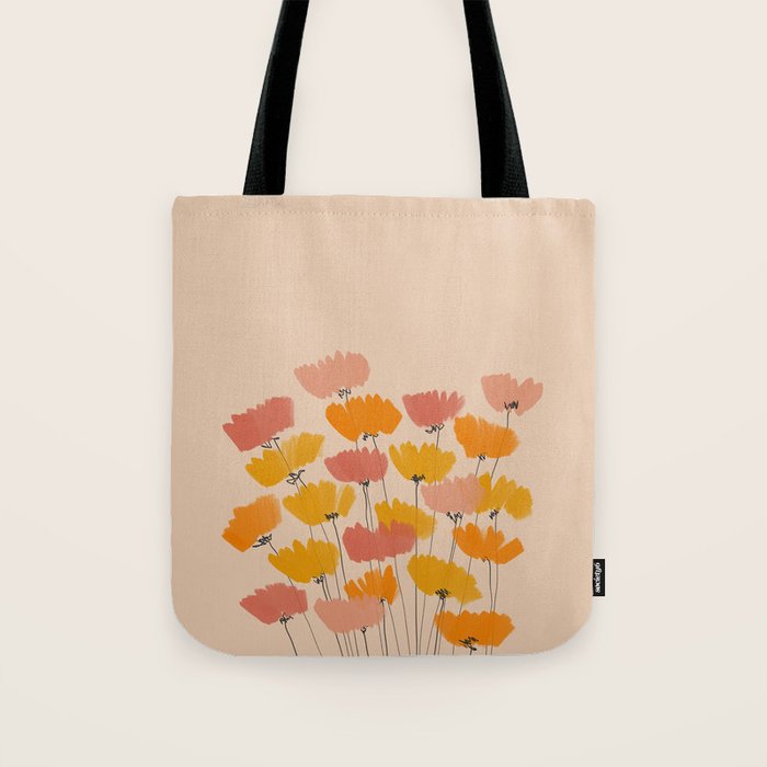 Summertime Flowers On Beige Tote Bag Gallery Image 1