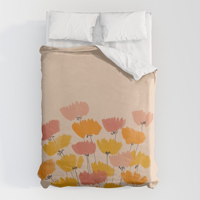 Summertime Flowers On Beige Duvet Cover Gallery Image 1