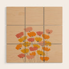 Summertime Flowers On Beige Wood Wall Art Gallery Image 1