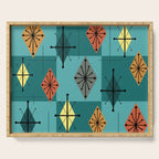 Mid Century Modern Starburst Diamonds Turquise & Teal Serving Tray Gallery Image 1