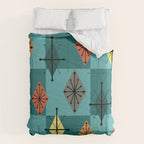 Mid Century Modern Starburst Diamonds Turquise & Teal Comforter Gallery Image 6