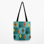 Mid Century Modern Starburst Diamonds Turquise & Teal Tote Bag Gallery Image 2