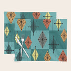 Mid Century Modern Starburst Diamonds Turquise & Teal Placemat Gallery Image 1
