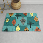 Mid Century Modern Starburst Diamonds Turquise & Teal Rug Gallery Image 1