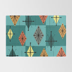 Mid Century Modern Starburst Diamonds Turquise & Teal Rug Gallery Image 2