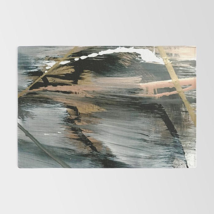 01025: a neutral abstract in gold, black, and white Rug Gallery Image 2
