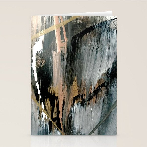 01025: a neutral abstract in gold, black, and white Stationery Card Gallery Image 2