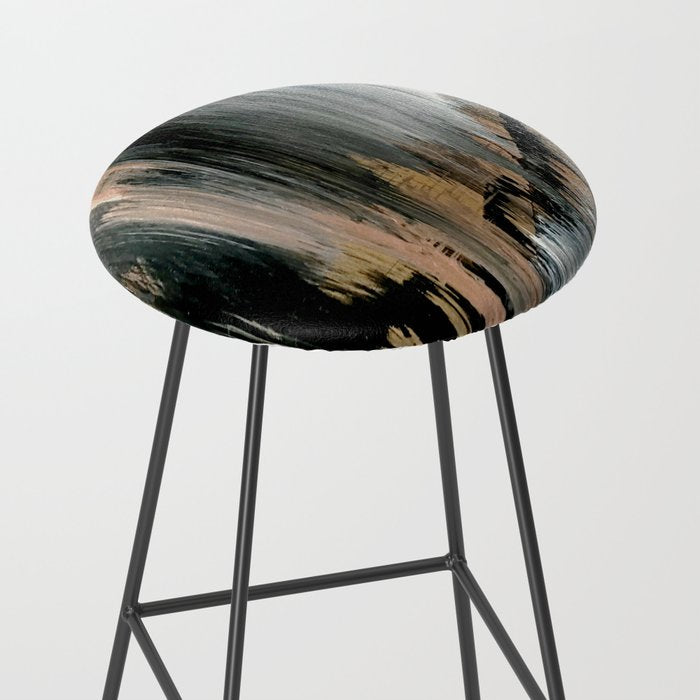01025: a neutral abstract in gold, black, and white Stool Gallery Image 2