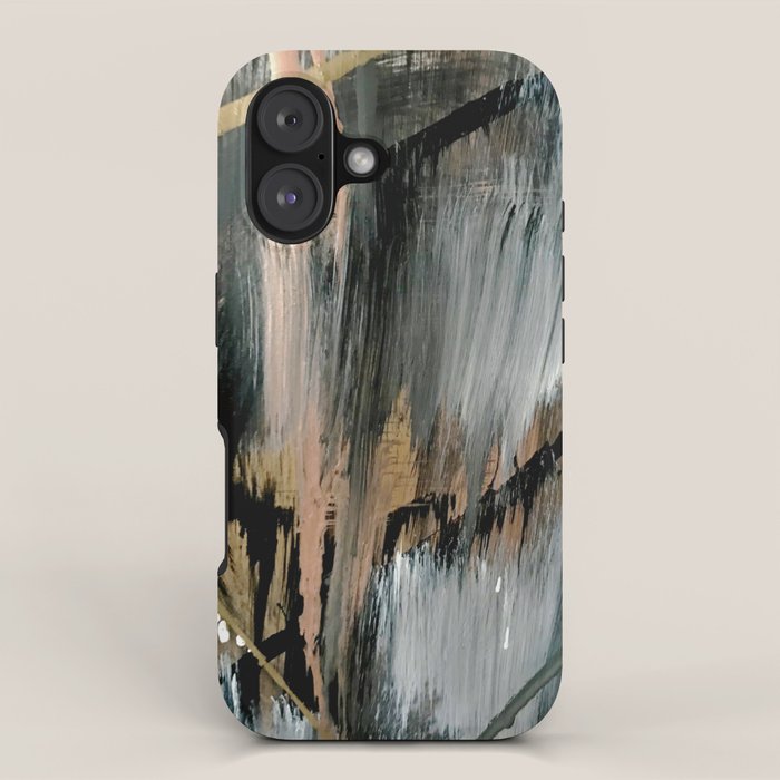01025: a neutral abstract in gold, black, and white iPhone Case Gallery Image 1