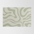 Liquid Swirl Abstract Pattern in Almond and Sage Green Rug Gallery Image 2