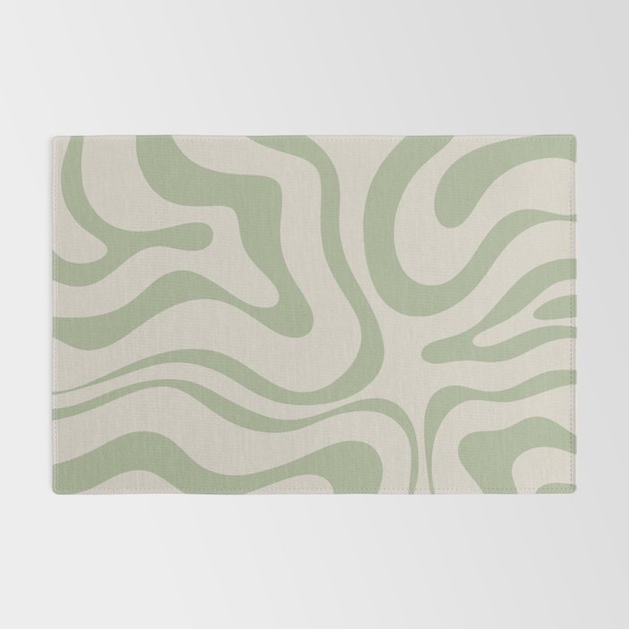 Liquid Swirl Abstract Pattern in Almond and Sage Green Rug Gallery Image 2