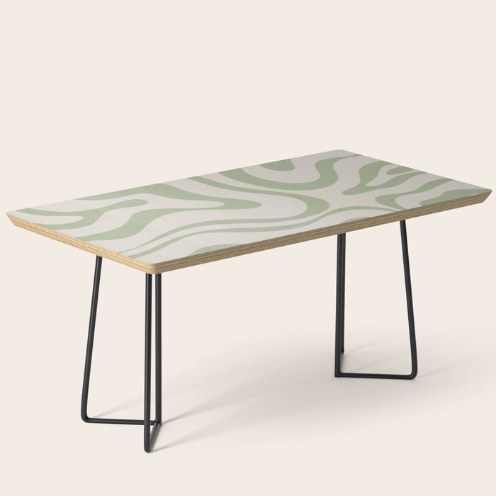 Liquid Swirl Abstract Pattern in Almond and Sage Green Coffee Table Gallery Image 1