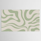 Liquid Swirl Abstract Pattern in Almond and Sage Green Tablecloth Gallery Image 2