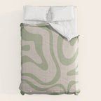 Liquid Swirl Abstract Pattern in Almond and Sage Green Comforter Gallery Image 6