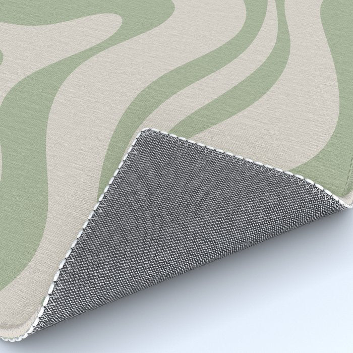 Liquid Swirl Abstract Pattern in Almond and Sage Green Rug Gallery Image 4