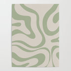 Liquid Swirl Abstract Pattern in Almond and Sage Green Poster Gallery Image 4