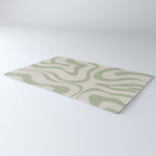 Liquid Swirl Abstract Pattern in Almond and Sage Green Rug Gallery Image 3