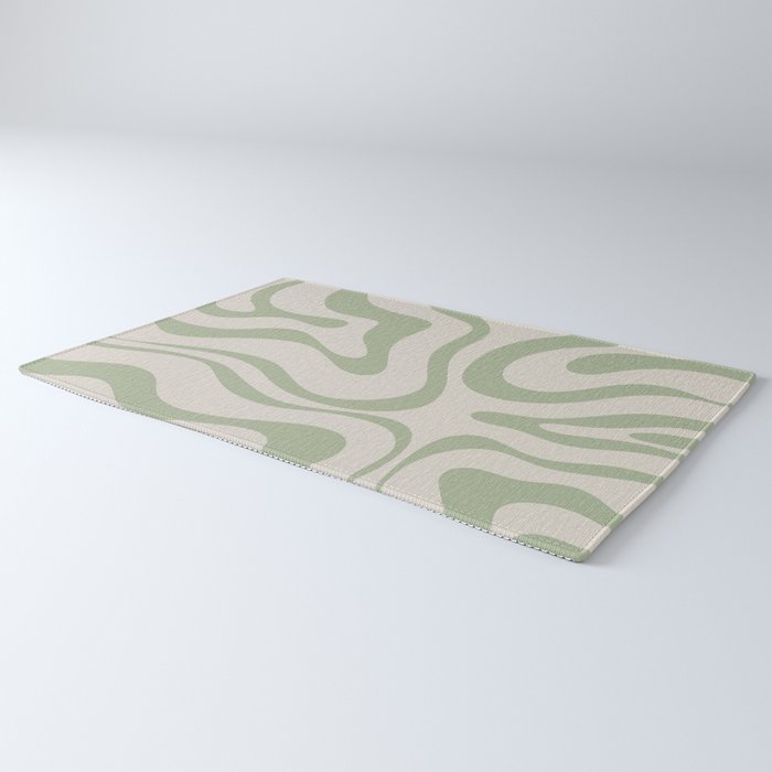 Liquid Swirl Abstract Pattern in Almond and Sage Green Rug Gallery Image 3