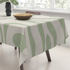 Liquid Swirl Abstract Pattern in Almond and Sage Green Tablecloth Gallery Image 3