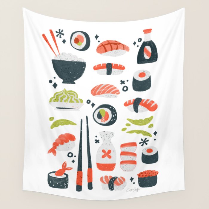 Sushi Dreams - White Wall Tapestry Gallery Image 1