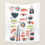 Sushi Dreams - White Wall Tapestry Gallery Image 4