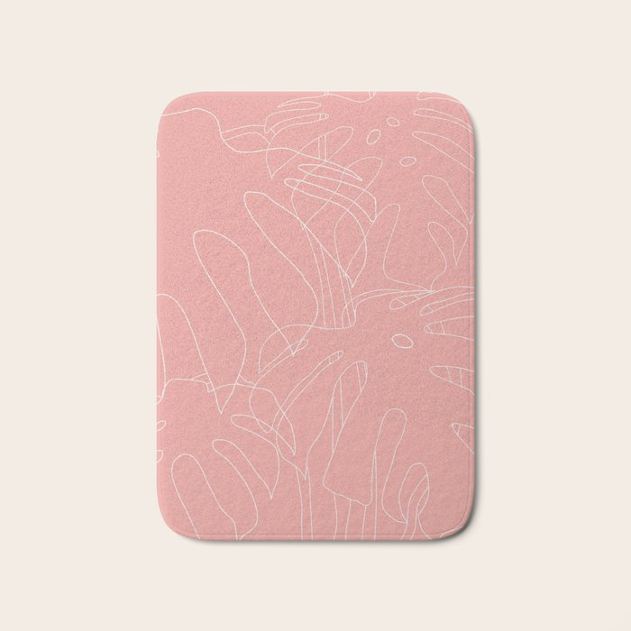 Monstera No2 Pink Bath Mat Gallery Image 1