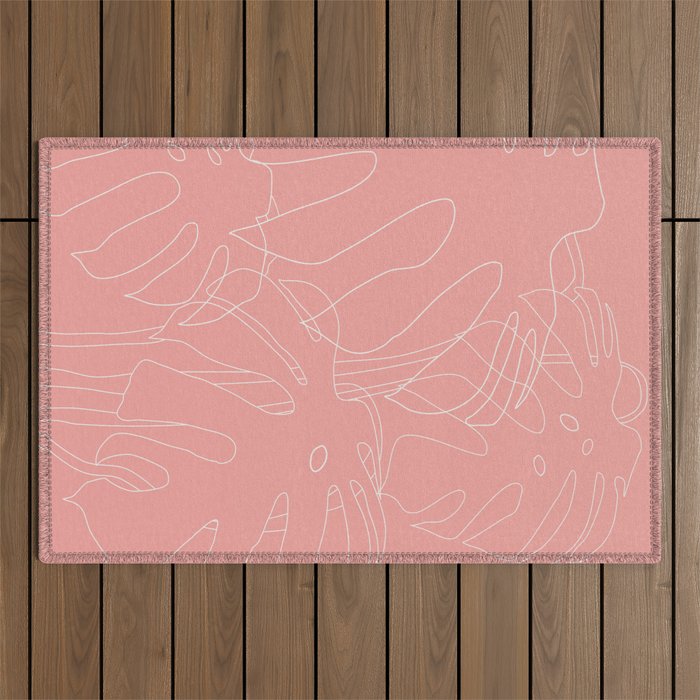 Monstera No2 Pink Outdoor Rug Gallery Image 1