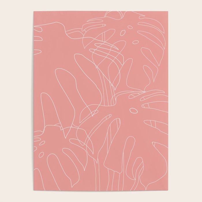 Monstera No2 Pink Poster Gallery Image 4