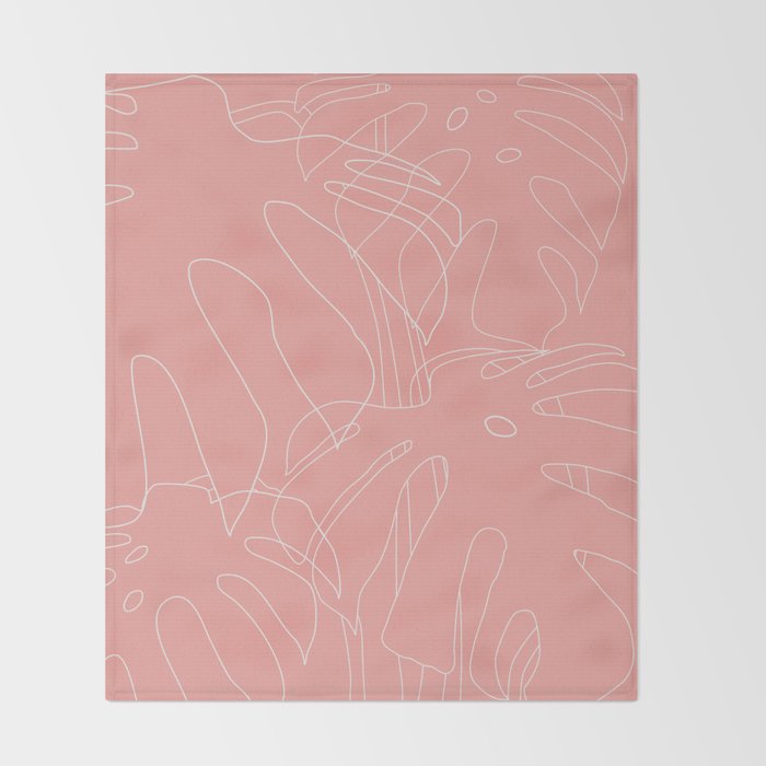 Monstera No2 Pink Throw Blanket Gallery Image 2