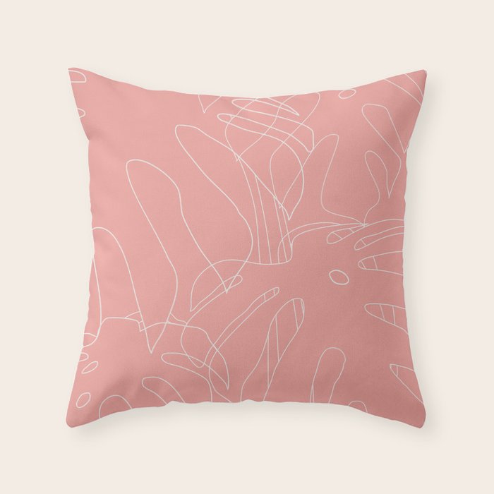 Monstera No2 Pink Throw Pillow Gallery Image 6