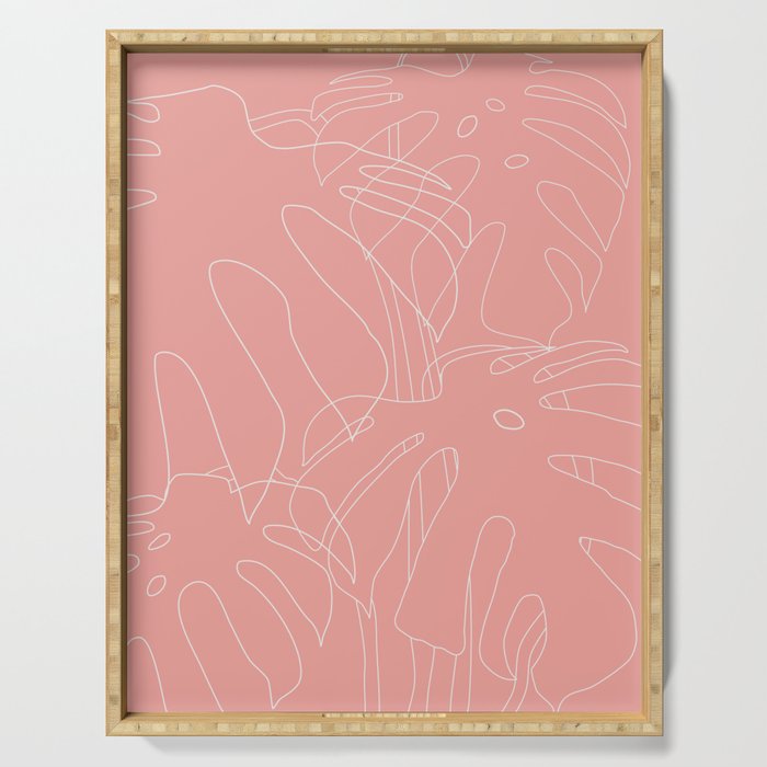 Monstera No2 Pink Serving Tray Gallery Image 1