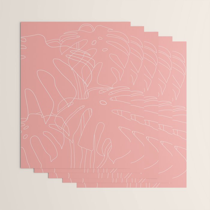 Monstera No2 Pink Wrapping Paper Gallery Image 3