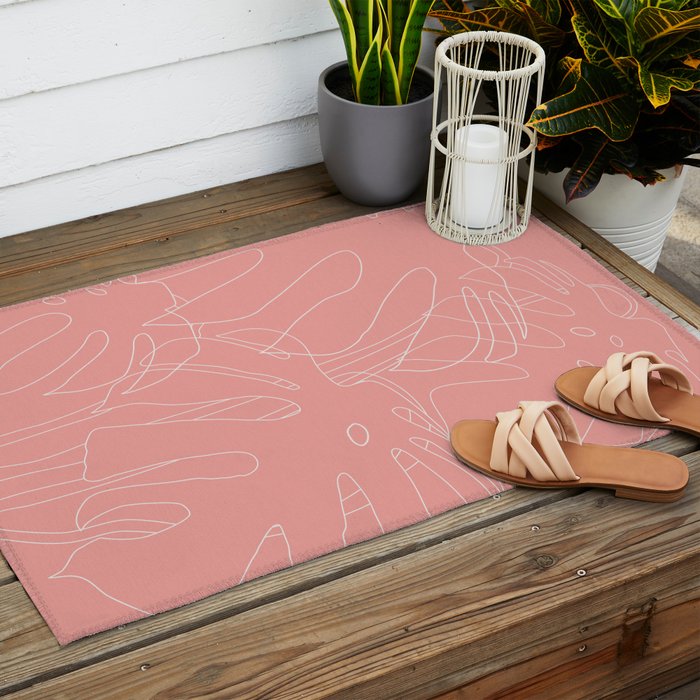 Monstera No2 Pink Outdoor Rug Gallery Image 2