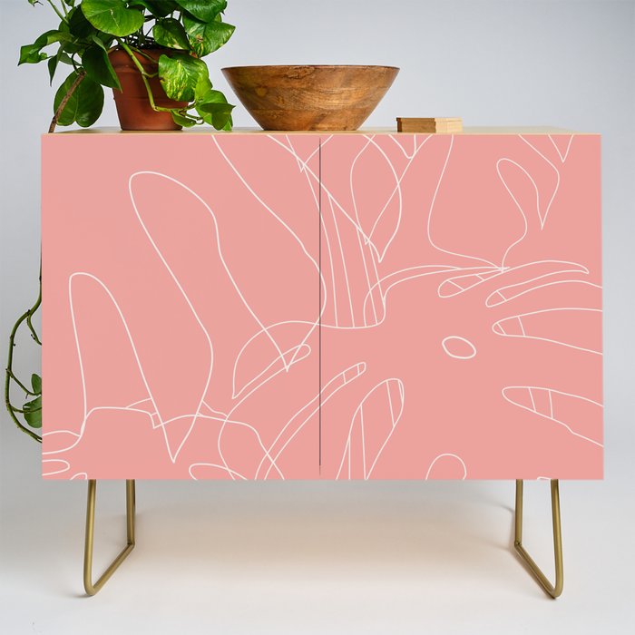 Monstera No2 Pink Credenza Gallery Image 1