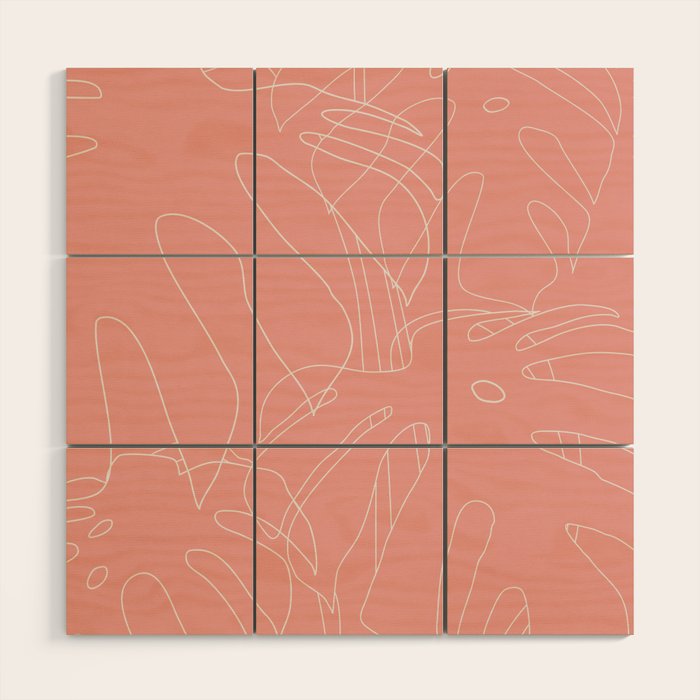 Monstera No2 Pink Wood Wall Art Gallery Image 1