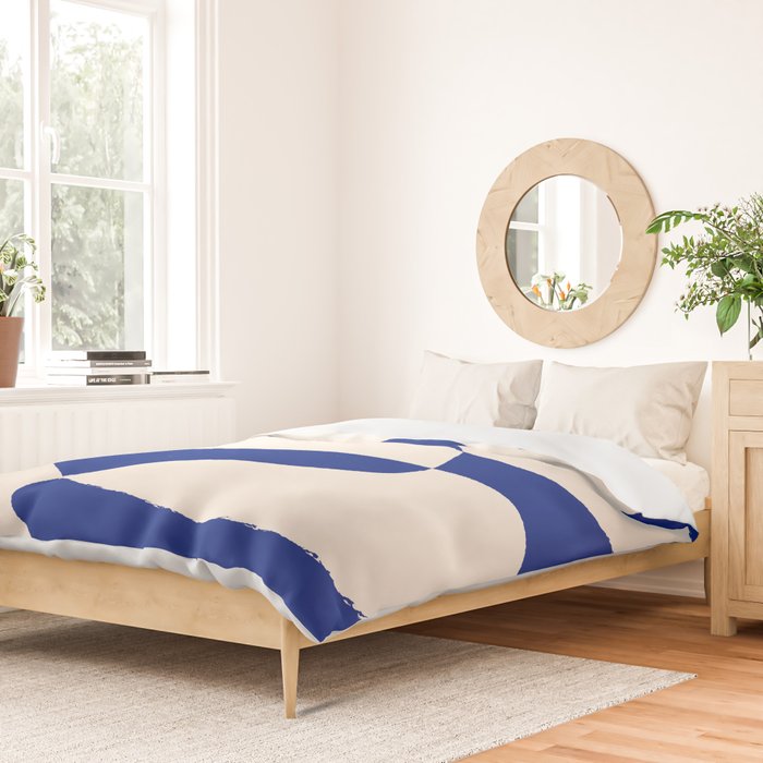 Mid-Century Modern Abstract Composition in Royal Blue & White Duvet Cover Gallery Image 2
