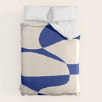 Mid-Century Modern Abstract Composition in Royal Blue & White Duvet Cover Gallery Image 6
