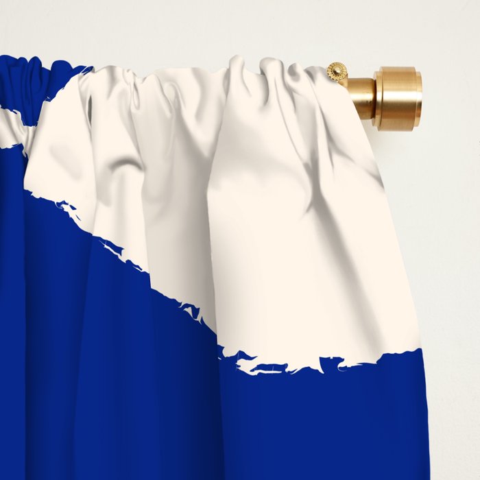 Mid-Century Modern Abstract Composition in Royal Blue & White Window Curtain Gallery Image 2