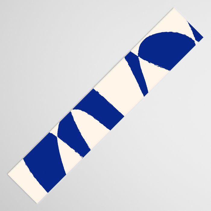 Mid-Century Modern Abstract Composition in Royal Blue & White Table Runner Gallery Image 3