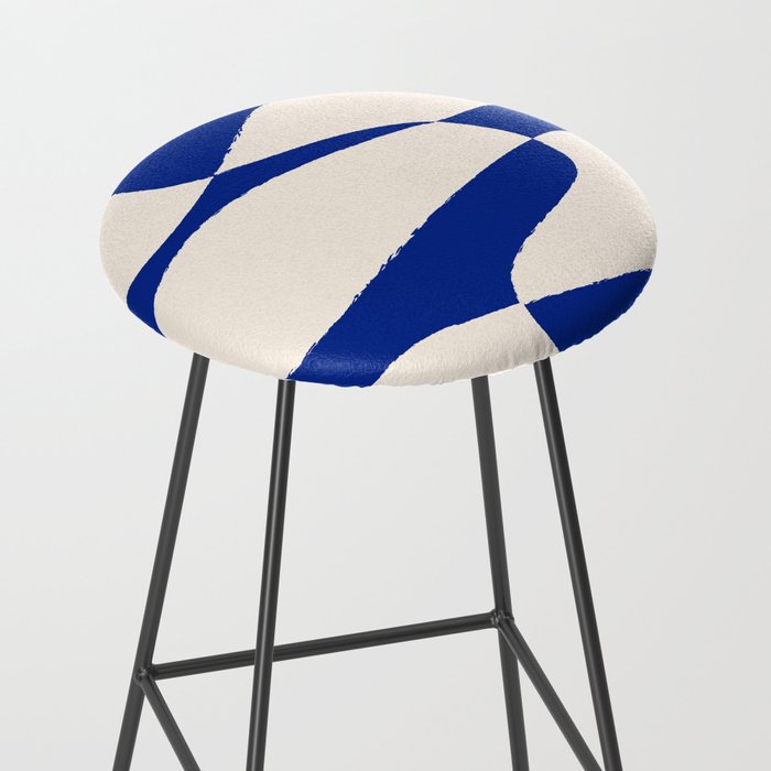 Mid-Century Modern Abstract Composition in Royal Blue & White Stool Gallery Image 2