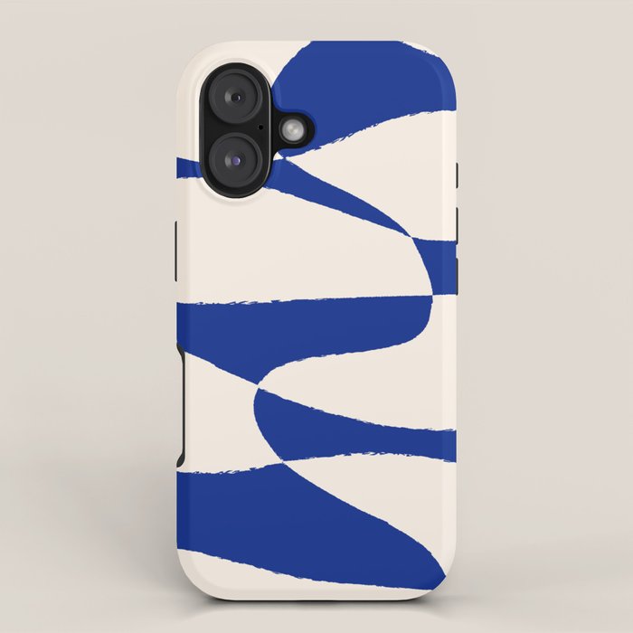 Mid-Century Modern Abstract Composition in Royal Blue & White iPhone Case Gallery Image 1
