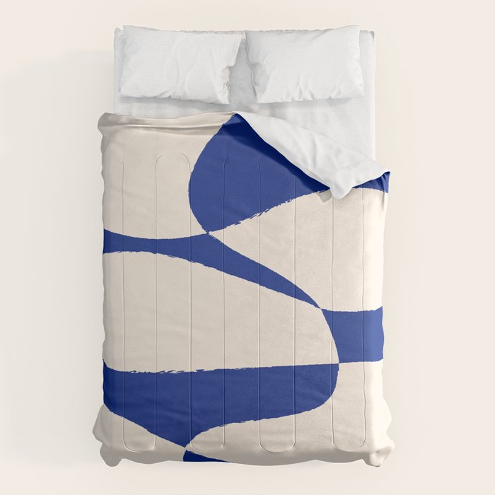 Mid-Century Modern Abstract Composition in Royal Blue & White Comforter Gallery Image 6