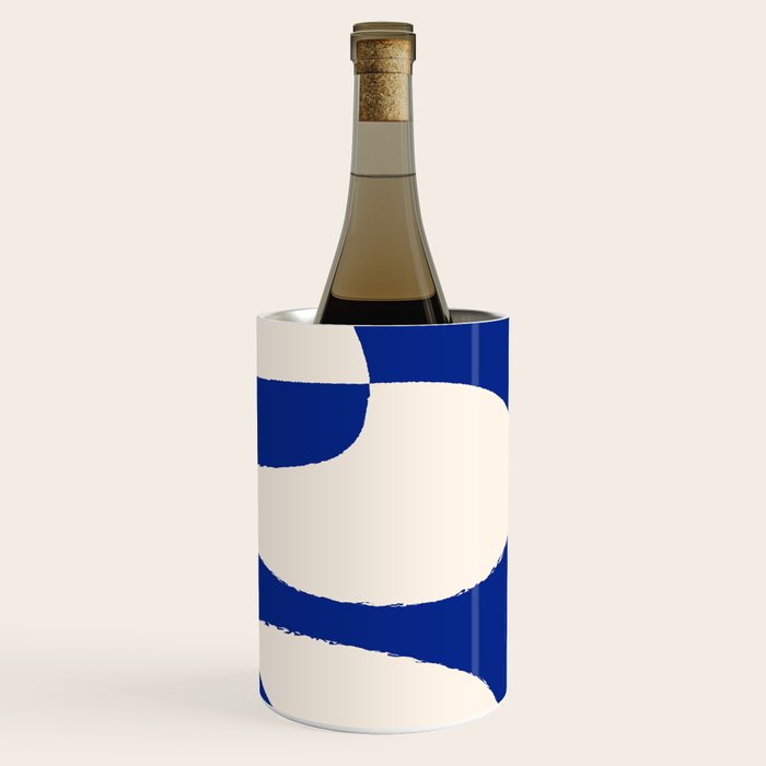 Mid-Century Modern Abstract Composition in Royal Blue & White Wine Chiller Gallery Image 3
