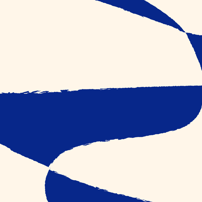 Mid-Century Modern Abstract Composition in Royal Blue & White Coffee Mug Gallery Image 2