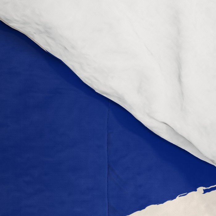 Mid-Century Modern Abstract Composition in Royal Blue & White Comforter Gallery Image 4