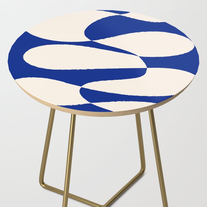 Mid-Century Modern Abstract Composition in Royal Blue & White Side Table Gallery Image 2