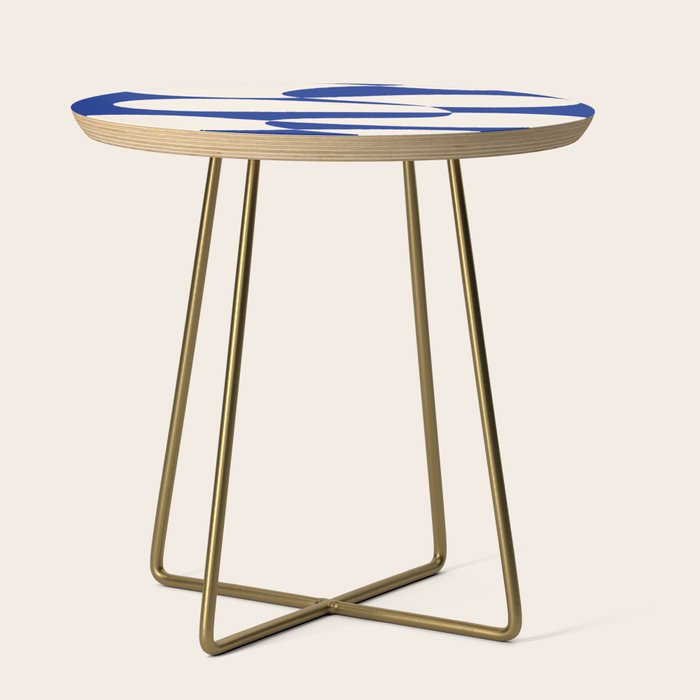 Mid-Century Modern Abstract Composition in Royal Blue & White Side Table Gallery Image 1